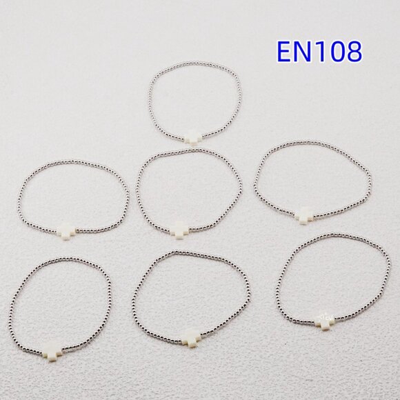 Enewton White Cross & Platinum Bead Bracelet Set - Picture 3 of 7